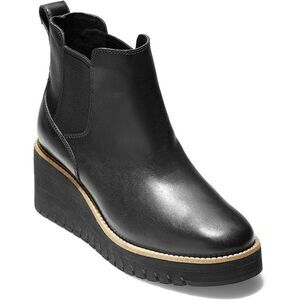 ZeroGrand Cole Haan Womens City Wedge Boot Black Ankle Boots Shoes Imperfections